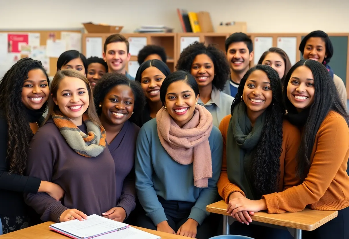 Group of scholarship recipients celebrating their achievement