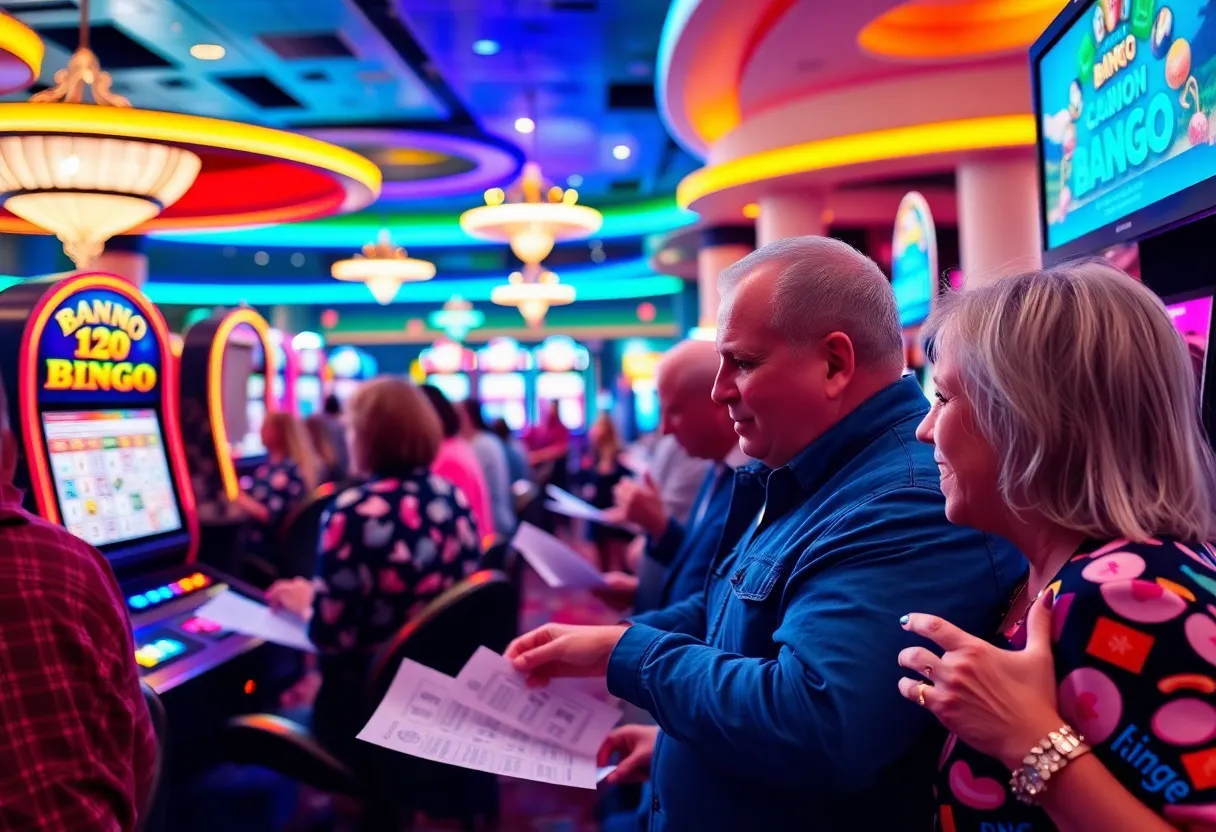 Players enjoying a lively bingo game in a Las Vegas casino
