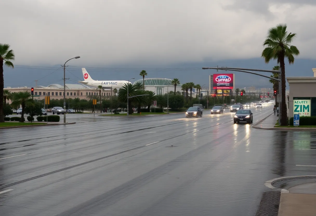 Las Vegas streets flooded due to Tropical Storm Priscilla