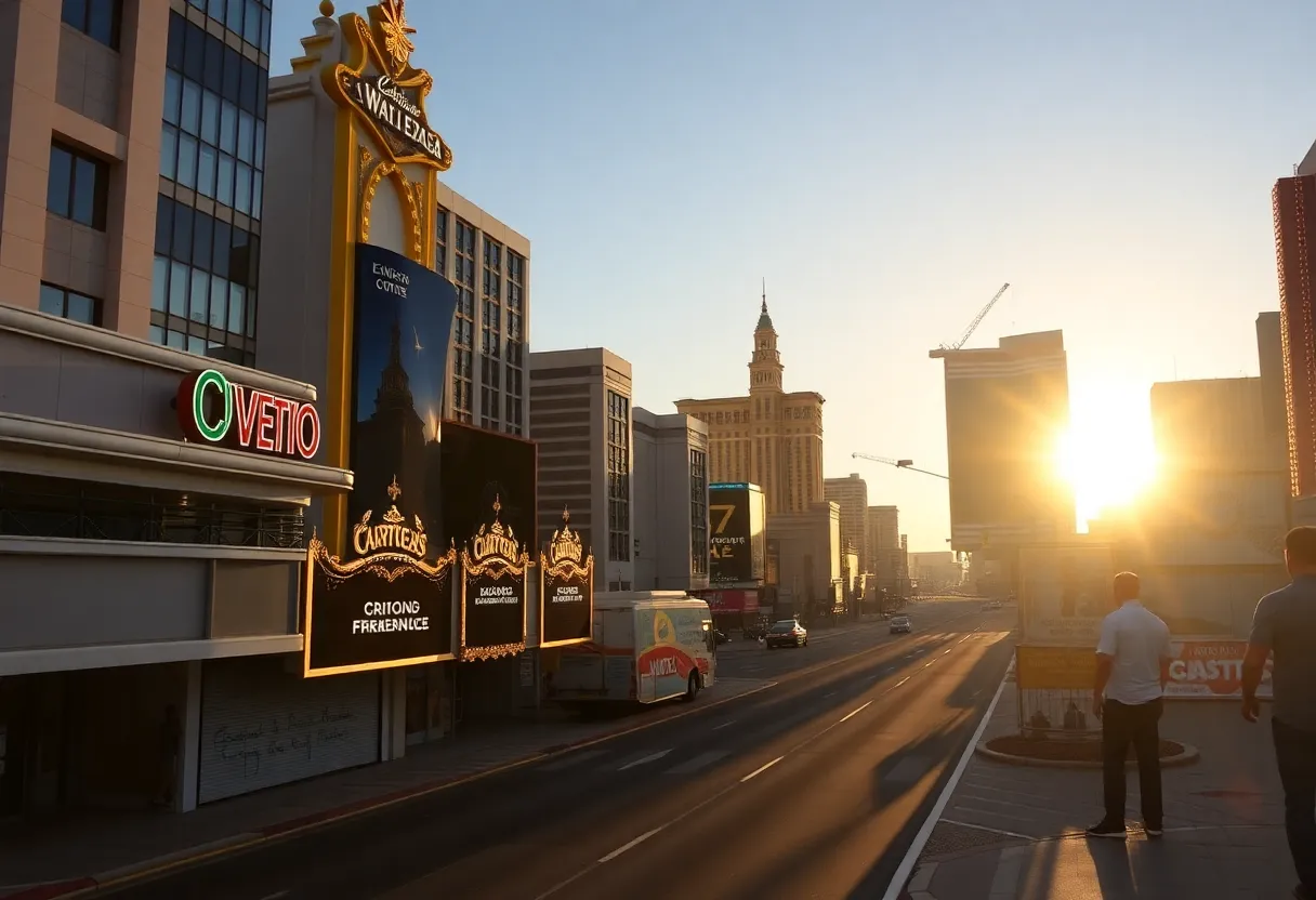 Empty Las Vegas Strip reflecting the decline in tourism