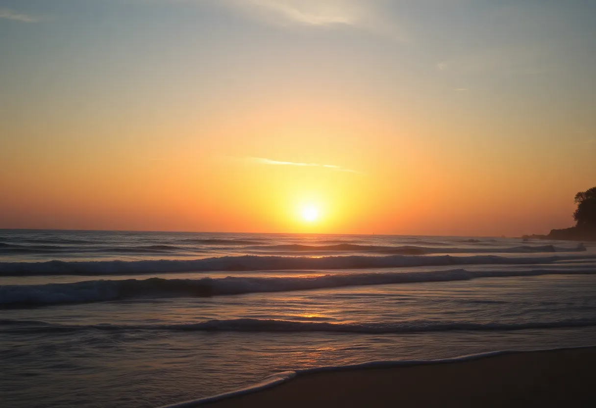 Sunset beach landscape representing a memorial