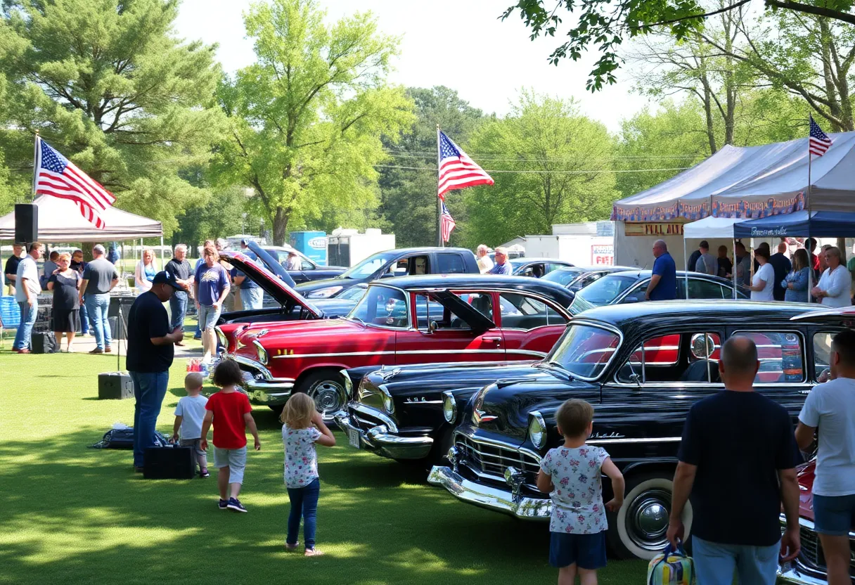 Families and veterans enjoying the Military Appreciation Day celebration at the park.