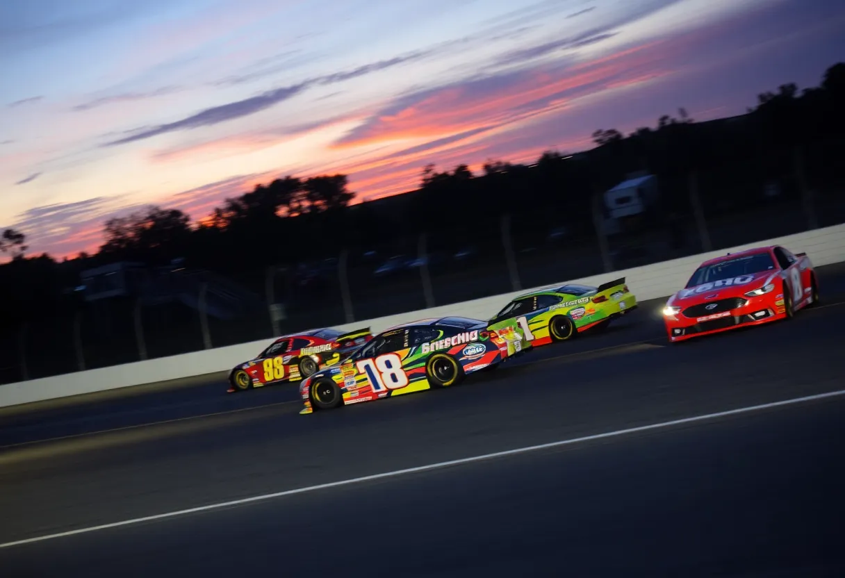 NASCAR cars racing at South Point 400
