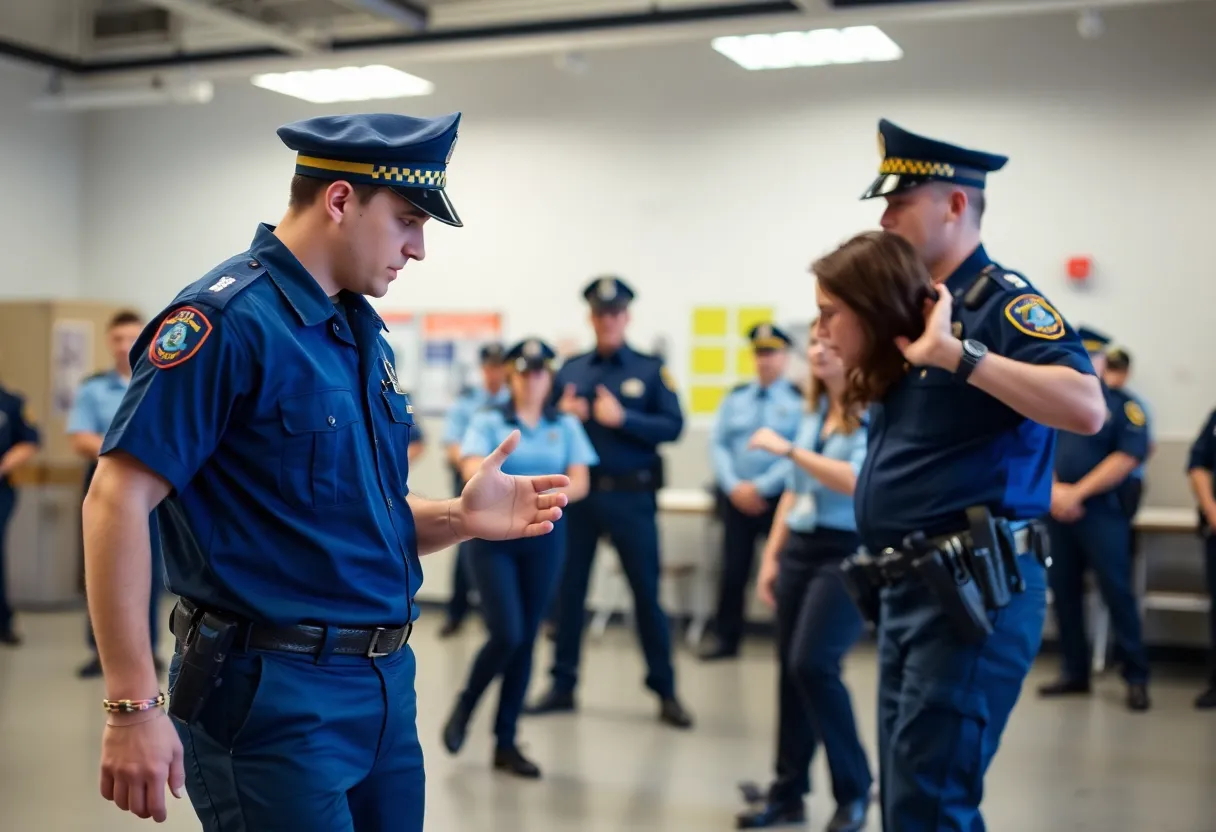 Nevada State Police recruitment event with candidates participating in physical tests.