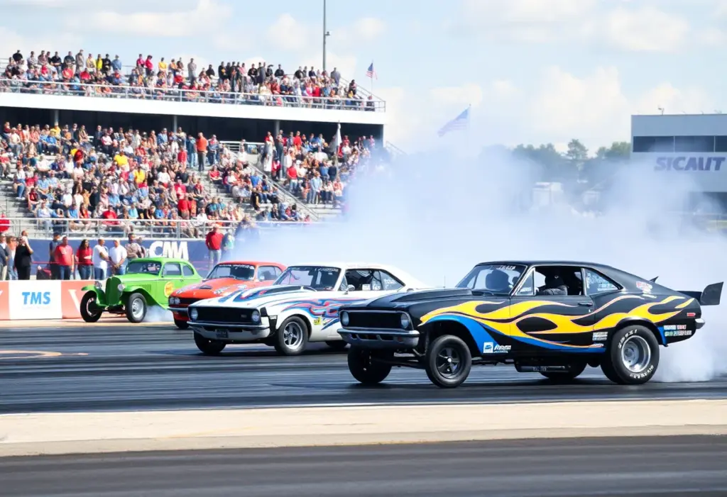 Drag racing cars competing at NHRA Nevada Nationals in Las Vegas