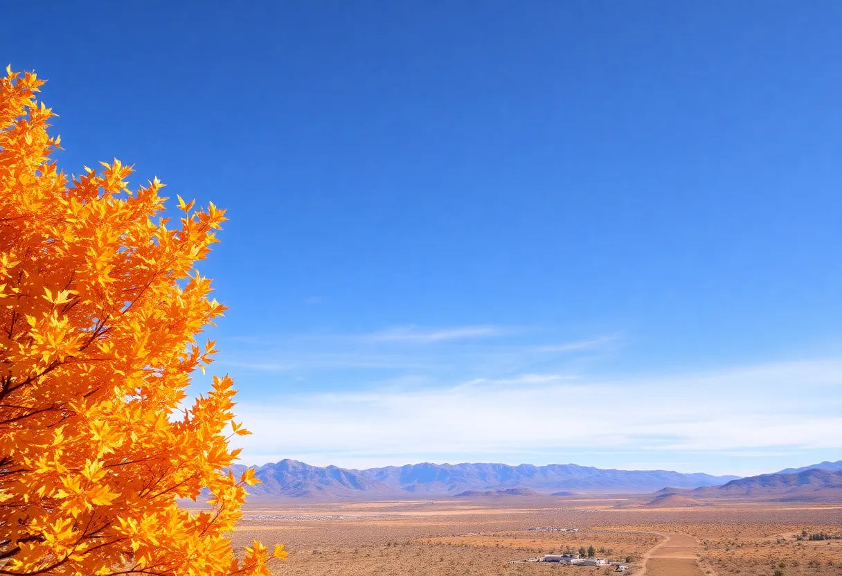 Scenic view of Southern Nevada landscape during fall with clear skies
