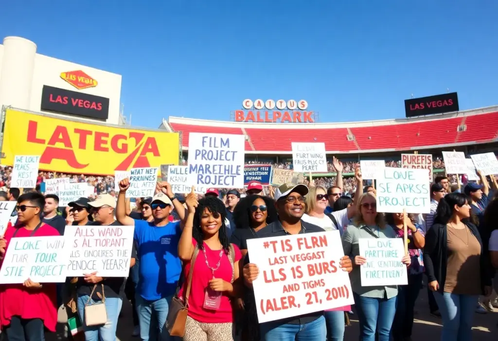Union members at a rally supporting Summerlin Studios project in Las Vegas