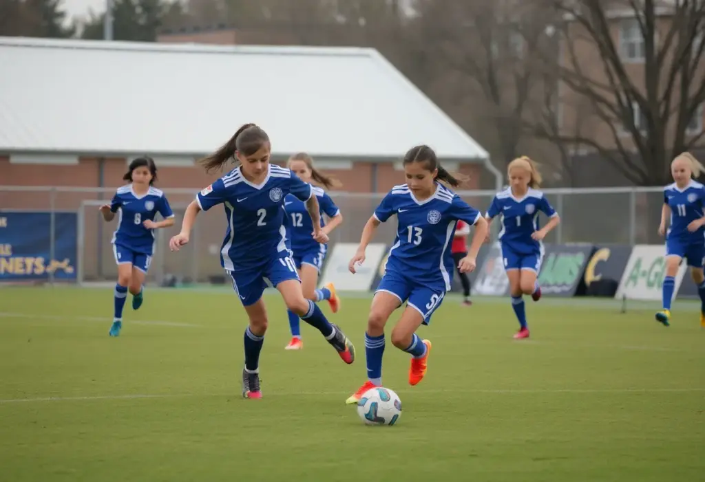 Players from Sunrise Mountain and Desert Pines competing in a high school soccer game.