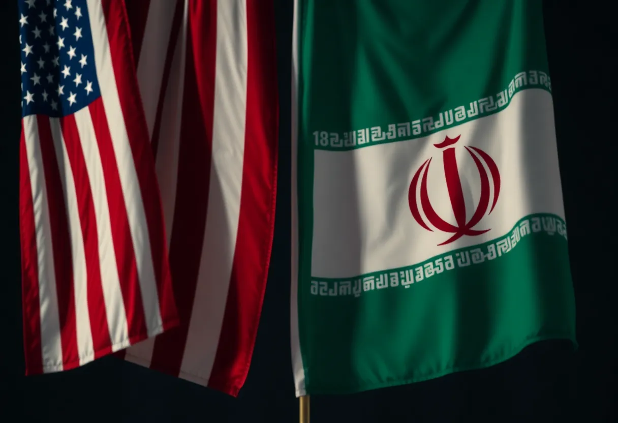 Flags of Iran and USA symbolizing escalating tensions