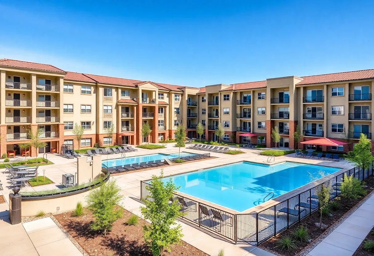 Exterior view of The Pearl at St. Rose apartment complex in Las Vegas