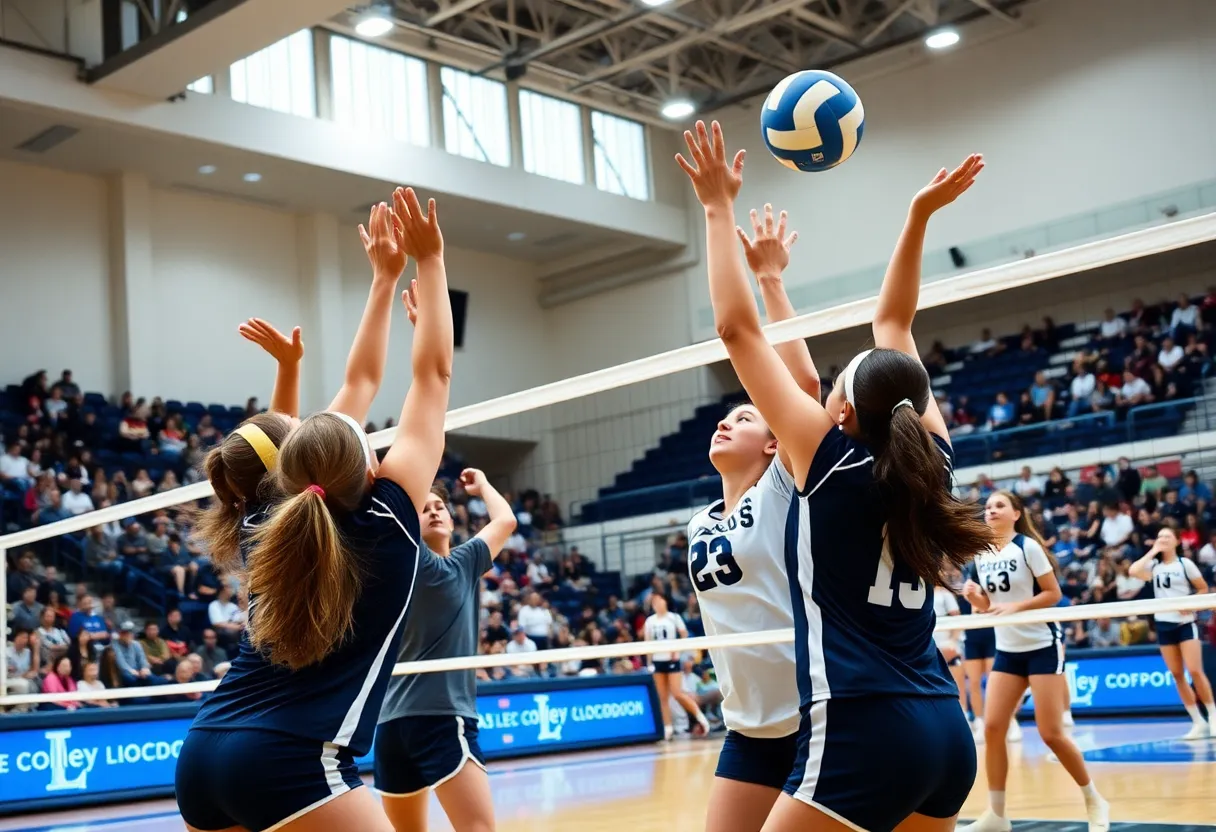 Players in action during a UNLV volleyball game