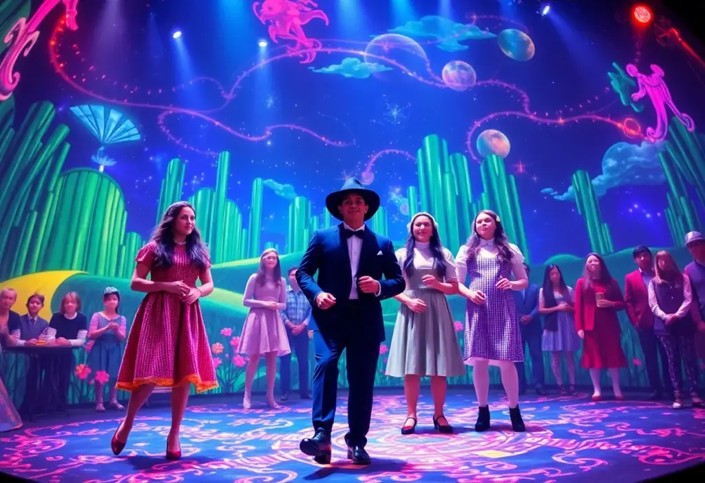 A scene from The Wizard of Oz at Sphere showcasing immersive technology and vibrant visuals.